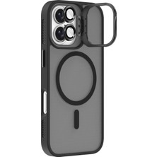 Powerfox Apple Iphone 17 Uyumlu Metal Standlı Tuşlu Mat Lens Hediyeli Nevada Case Telefon Kılıfı