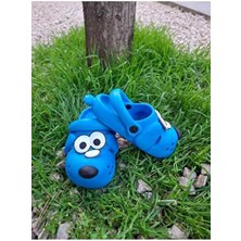 Polivizyon Sevimli Köpek Figürlü Çocuk Mavi Terlik Bahçe Terliği Plaj Sahil Banyo Terliği ve Sandalet