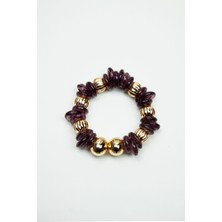 Liveyn Design Mor Halka Murano Cam Gold Detay Bileklik