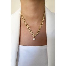 Liveyn Design Sedef Uçlu Işlemeli Zincir Gold Kolye