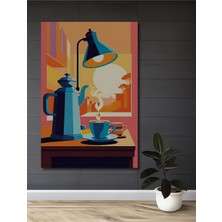 Teona Ahşap Modern Sanat Kahve Keyfi Yağlı Boya Görünümlü Dekoratif Ahşap Tablo Dikdörtgen Tablo