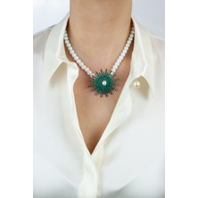 Liveyn Design Zirkon Taşlı Cam Inci Kolye