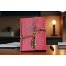 Kuzey Tacı Yaprak Tasarımlı Deri Kapaklı Defter – Ipli Kapama, Vintage Tarz Doğal Tarz Severlere Özel Vip