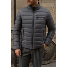 Comstar Erkek Füme Slim Fit Kışlık Şişme Mont Astarlı Tasarım ile Günlük Kullanım İçin Uygun