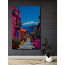 Teona Ahşap Renkli Italyan Sokakları Yağlı Boya Görünümlü Ahşap Dekoratif Tablo Dikdörtgen Tablo