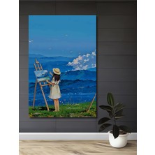 Teona Ahşap Hayallerdeki Ressamın Sulu Boya Görünümlü Ahşap Dekoratif Tablosu Dikdörtgen Tablo