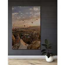 Teona Ahşap Peri Bacaları Arasında Balon Turu Yağlı Boya Görünümlü Ahşap Dekoratif Tablo Dikdörtgen Tablo