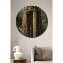 Teona Ahşap Altın Kılıçlı Şövalye Yağlı Boya Görünümlü Ahşap Dekoratif Tablo Yuvarlak Tablo