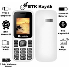 Uz Mobile Tuşlu Telefon - Türkiye Garantili Asker Telefonu - Beyaz
