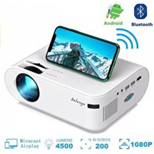 P62 Full Hd Mini Projeksiyon Cihazı Ev Sinaması Wifi & Ios & Android Cep Tel Yansıtma Cihazı