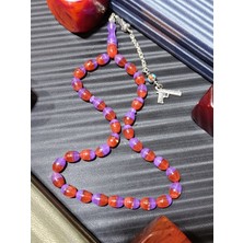 Anemore Collection Toz Kehribar Tesbih Mor - Kırmızı Renk