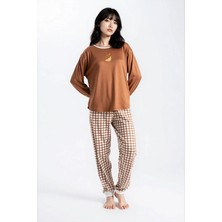Ecrou Kadın Mocha Study Cafe Looks Patlı Pijama Takım