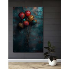 Teona Ahşap Renkli Balonlar Ahşap Dekoratif Tablo Yağlı Boya Görünümlü Sanat Eseri Dikdörtgen Tablo