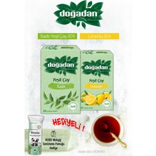Doğadan Yeşil Çay Sade ve Limonlu Poşet Çay ve Rosie Hediyeli