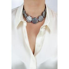 Liveyn Design Simli Çizgili Kadın Kolye