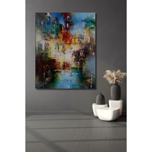 Teona Ahşap Venedik Kanalı Yağlı Boya Görünümlü Ahşap Dekoratif Tablo Modern Sanat Eseri Dikdörtgen Tablo