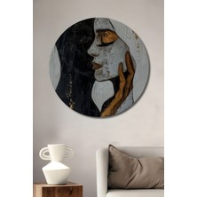 Teona Ahşap Duygusal Maske Yağlı Boya Görünümlü Ahşap Dekoratif Tablo Yuvarlak Tablo