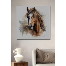 Teona Ahşap Kahverengi At Sulu Boya Görünümlü Dekoratif Ahşap Tablo Dikdörtgen Tablo