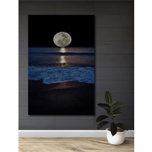 Teona Ahşap Ayın Işıltısı Denizde Yağlı Boya Görünümlü Ahşap Dekoratif Tablo Dikdörtgen Tablo