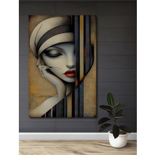 Teona Ahşap Zarif Kadın Portresi Yağlı Boya Görünümlü Dekoratif Ahşap Tablo Dikdörtgen Tablo