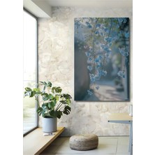 Teona Ahşap Baharın Mavi Çiçekleri Yağlı Boya Görünümlü Ahşap Dekoru Tablo Dikdörtgen Tablo