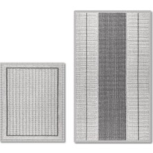Bluenity Bukle Lane Doğal Pamuklu 2'li Banyo Paspas & Halı Seti 60X100+50X60 Gri