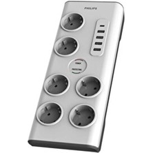 Philips /62 6'lı Akım Korumalı & 5 USB Girişli Prız 900J 2 M 1 x Type C - 4 x Type A