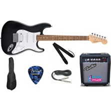 Squier Fender Debut Hss Siyah Elektro Gitar Seti 10 Watt Amfi, Kablo, Askı, Pena, Kılıf