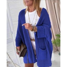 Ahes Shopping Kadın Oversize Kalıp Cep Detay Salaş Triko Hırka