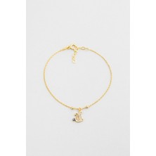 So CHIC U Harfi 18 Ayar Sarı Altın Kaplama 19 Cm Gümüş Nazar Bileklik