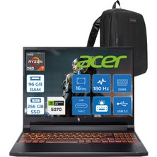 Acer Nitro V 16S Aı Amd Ryzen™ 7 260 96GB Ddr5 256GB SSD 8GB/RTX5070 95W 16"qhd+ 2560X1600 180Hz IPS Freedos Gaming Bilgisayar. NHQYYEY001F26+ZETTAÇANTA