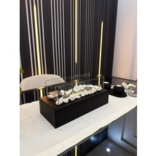 Mondelux Metal Siyah Renk Masa Üstü Şömine Sertifikalı Yakıt ve Dekoratif Taş Hediyeli