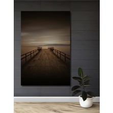 Teona Ahşap Ahşap Iskele Gün Batımı Yağlı Boya Görünümlü Dekoratif Ahşap Tablo Dikdörtgen Tablo