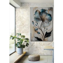 Teona Ahşap Sulu Boya Görünümlü Zarif Çiçek Ahşap Dekoratif Tablo Sanat Eseri Dikdörtgen Tablo