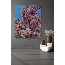 Teona Ahşap Pembe Çiçekler Açan Ağaç Sulu Boya Görünümlü Ahşap Dekoratif Tablo Dikdörtgen Tablo