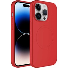 Spia iPhone 11 Pro Uyumlu Magsafe Wireless Şarj Özellikli Pastel Renk Silikon Spıa Plas Kapak-Kırmızı
