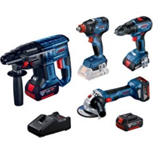 Bosch Dörtlü Montaj Seti (Gws 180-LI , Gdx 18V-200 , Gsr 18V-50 , Gbh 180-LI)