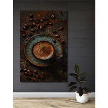 Teona Ahşap Yağlı Boya Görünümlü Kahve Keyfi Ahşap Dekoratif Tablo Dikdörtgen Tablo