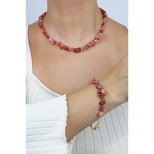 Liveyn Design Akik Doğaltaş Kolye Bileklik Set
