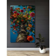 Teona Ahşap Gökkuşağı Gülü Ağacı Ahşap Dekoratif Tablo Yağlı Boya Görünümlü Sanat Eseri Dikdörtgen Tablo