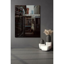 Teona Ahşap Chicago Tren Istasyonu Yağlı Boya Görünümlü Ahşap Dekoratif Tablo Dikdörtgen Tablo