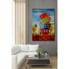 Teona Ahşap Rüya Evler Sulu Boya Görünümlü Ahşap Dekoratif Tablo Dikdörtgen Tablo