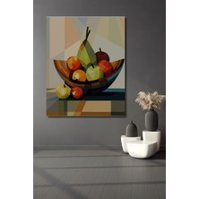 Teona Ahşap Meyve Tabağı Geometrik Sulu Boya Görünümlü Ahşap Dekoratif Tablo Dikdörtgen Tablo
