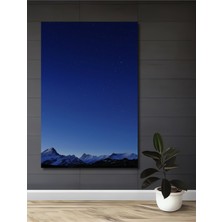 Teona Ahşap Gökyüzü ve Karlı Dağlar Sulu Boya Görünümlü Ahşap Dekoratif Tablo Dikdörtgen Tablo