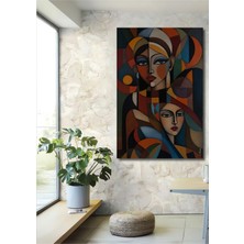 Teona Ahşap Ahşap Dekoratif Tablo Modern Sanat Kübist Kadınlar Yağlı Boya Görünümlü Dikdörtgen Tablo