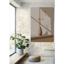 Teona Ahşap Sulu Boya Görünümlü Modern Sanat Ahşap Tablo Vazo ve Çiçekler Gün Işığı Yansıması Dikdörtgen Tablo