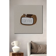 Teona Ahşap Kahve Saati Yağlı Boya Görünümlü Ahşap Dekoratif Tablo Dikdörtgen Tablo