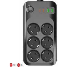 Winnboss Wınnboss 3421 Termal Akım Kısa Devre Korumalı 6lı Priz 2xusb 2xtype-C 2mt Anahtarlı Uzatma Kablosu