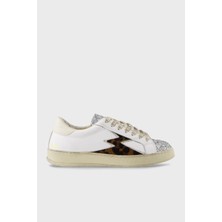 Moaconcept Leopar Desen Detaylı Deri Simli Sneaker Ayakkabı Bayan Ayakkabı IC134