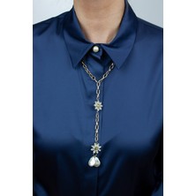Liveyn Design Kristal Çiçek Figürlü Uzun Kolye